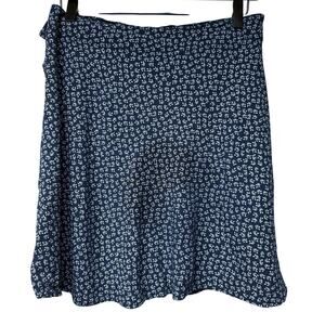 Brandy Melville Genevieve Wrap Mini Skirt Navy Blue Floral 
Size Small Medium